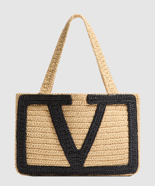 [VALENTINO-발렌티노]가라바니 비바 슈퍼스타 합성 라피아 미디엄 쇼퍼백