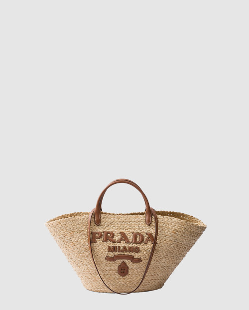 [PRADA-프라다]라지 라피아 및 가죽 쇼핑백 1BG470