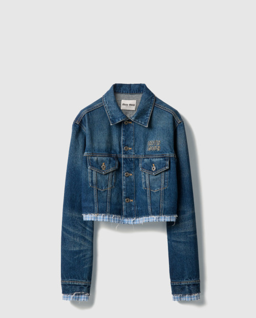 [MIUMIU-미우미우]워싱 데님 블루종 재킷 GWB247