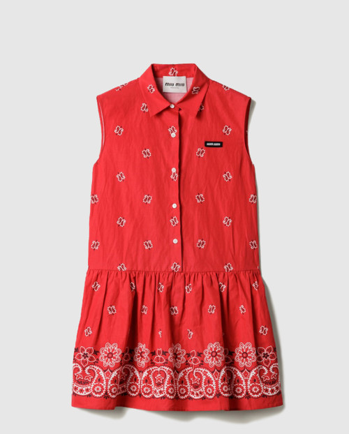 [MIUMIU-미우미우]슬럽드 포플린 미니 드레스 MF5889