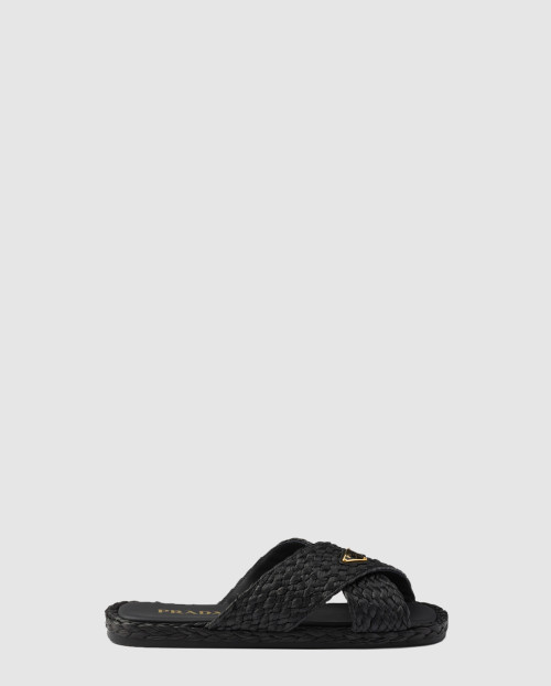 [PRADA-프라다]라피아 크로스 슬라이드 1XX750