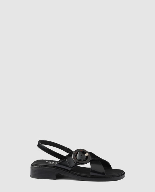 [PRADA-프라다]버클이 달린 브러시드 가죽 샌들 1X962N