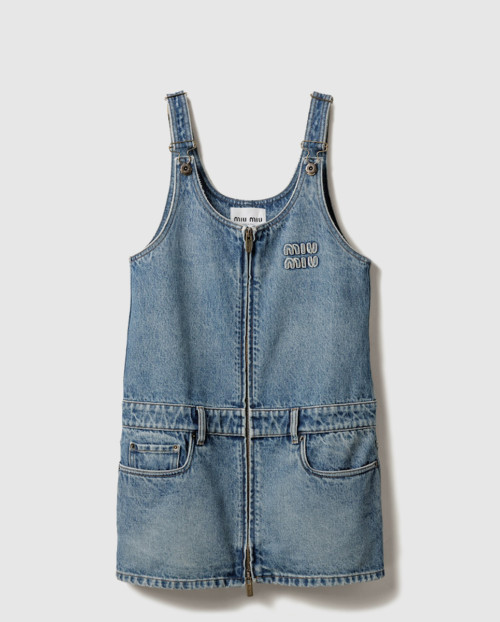 [MIUMIU-미우미우]데님 및 포플린 지퍼 드레스 GWA218