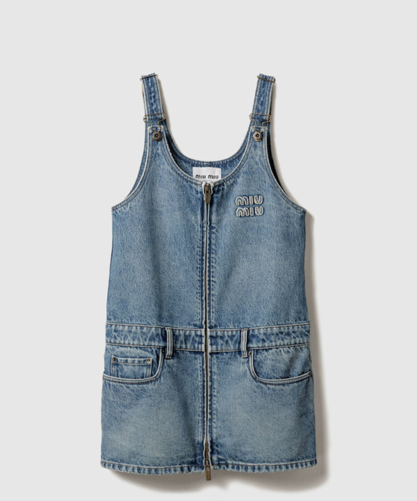 [MIUMIU-미우미우]데님 및 포플린 지퍼 드레스 GWA218