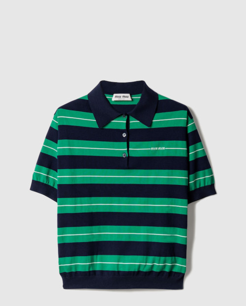 [MIUMIU-미우미우]코튼 니트 폴로 셔츠 MMLB33