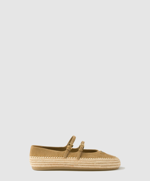 [PRADA-프라다]나파 가죽과 라피아 발레리나 1F869N