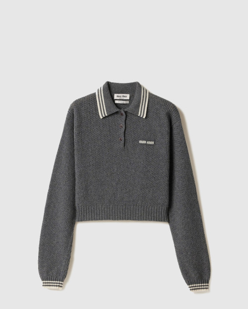 [MIUMIU-미우미우]울 및 캐시미어 폴로 스웨터 MMLA26