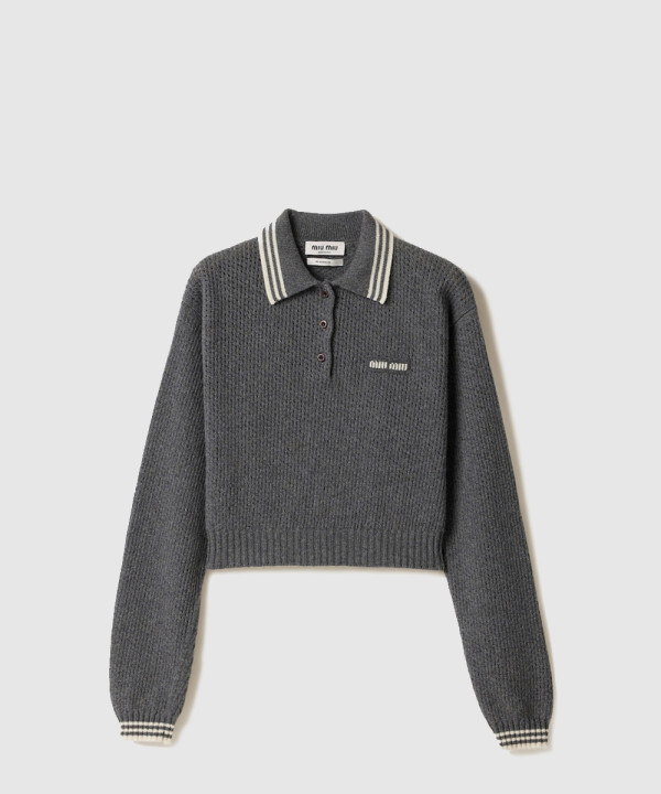 [MIUMIU-미우미우]울 및 캐시미어 폴로 스웨터 MMLA26