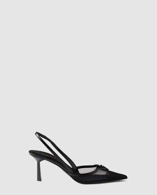 [PRADA-프라다]메시 소재 슬링백 펌프스 1I891N