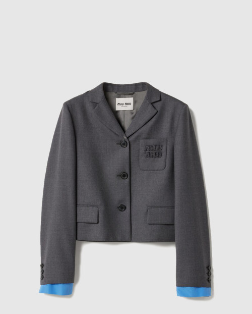 [MIUMIU-미우미우]싱글브레스트 크롭 개버딘 재킷 MH1783