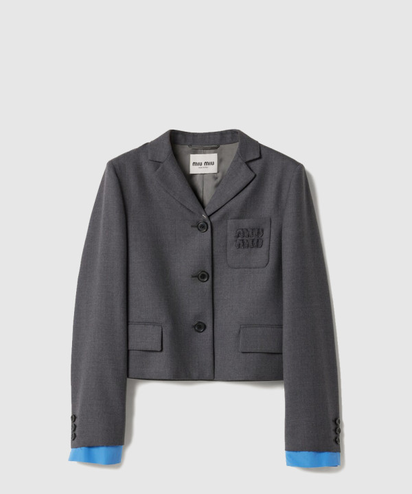 [MIUMIU-미우미우]싱글브레스트 크롭 개버딘 재킷 MH1783