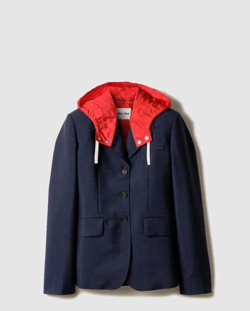 [MIUMIU-미우미우]더블브레스티드 키드 모헤어 및 테크니컬 퐁제 재킷 MH1999