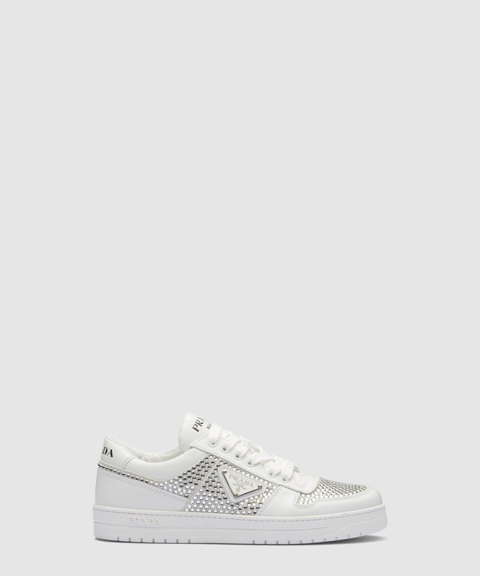 레플리카|이미테이션 prada-프라다크리스털-장식이-있는-가죽-스니커즈-1e348n