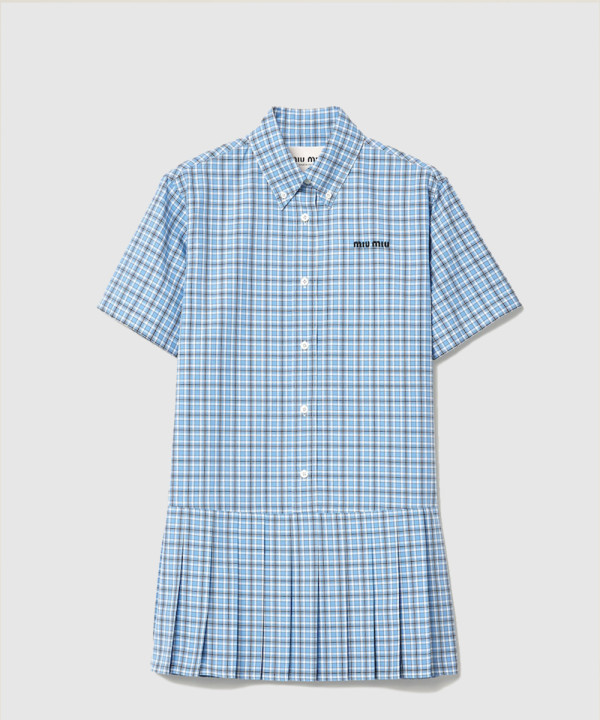 [MIUMIU-미우미우]플리츠 체크 포플린 드레스 MF5399