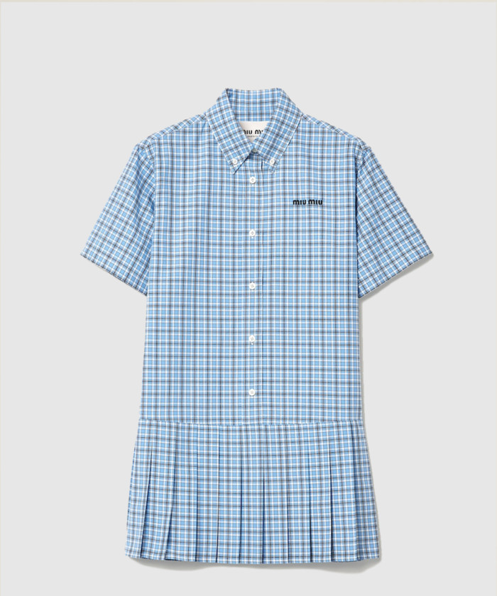 레플리카|이미테이션 miumiu-미우미우플리츠-체크-포플린-드레스-mf5399
