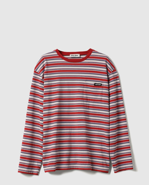 [MIUMIU-미우미우]롱 슬리브 코튼 저지 티셔츠 MJL014