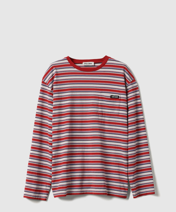 [MIUMIU-미우미우]롱 슬리브 코튼 저지 티셔츠 MJL014