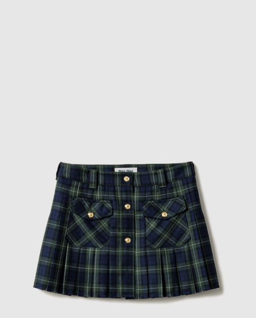 [MIUMIU-미우미우]플리츠 타탄 미니스커트 MG2358