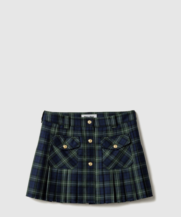 레플리카|이미테이션 miumiu-미우미우플리츠-타탄-미니스커트-mg2358