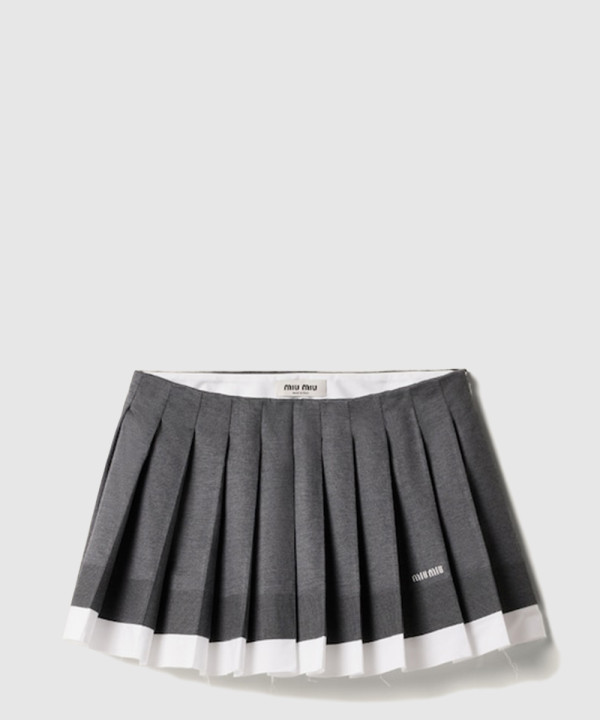 [MIUMIU-미우미우]니트 및 포플린 플리츠 미니스커트 MG2333