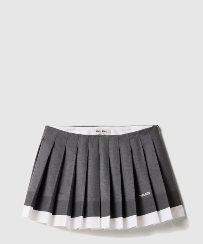 레플리카|이미테이션 miumiu-미우미우니트-및-포플린-플리츠-미니스커트-mg2333