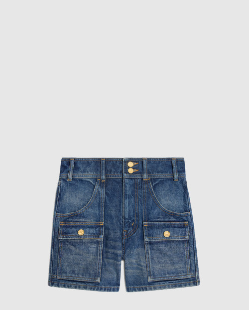 [CELINE-셀린느]키티 쇼츠 다크 유니언 워시 데님 RP06N9