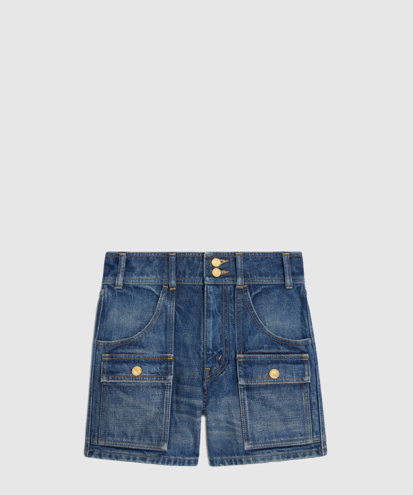 [CELINE-셀린느]키티 쇼츠 다크 유니언 워시 데님 RP06N9