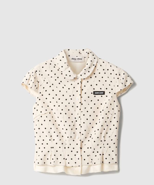 [MIUMIU-미우미우]폴카 도트 크레이프 드 신 셔츠 MK1902