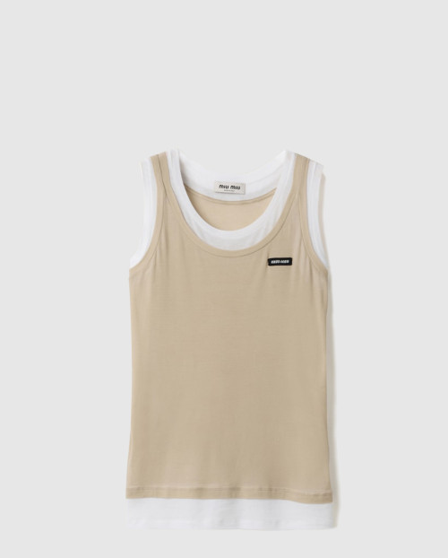 [MIUMIU-미우미우]립 저지 탱크 탑 MJT668
