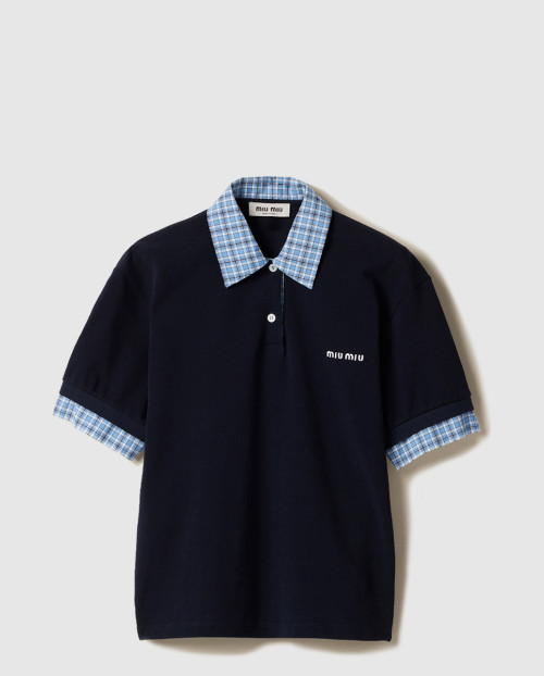 [MIUMIU-미우미우]피케 및 포플린 폴로 셔츠 MJN555