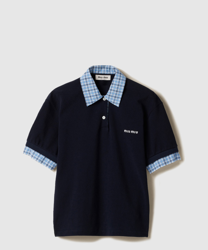 레플리카|이미테이션 miumiu-미우미우피케-및-포플린-폴로-셔츠-mjn555