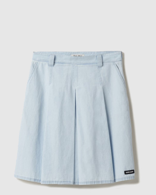 [MIUMIU-미우미우]플리츠 샴브레이 스커트 GWD320