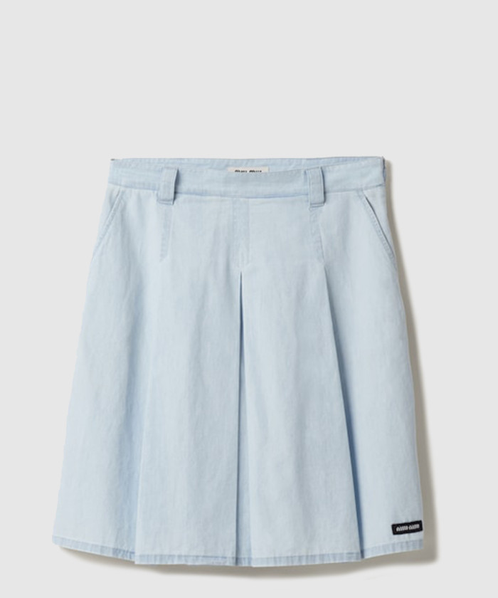 레플리카|이미테이션 miumiu-미우미우플리츠-샴브레이-스커트-gwd320