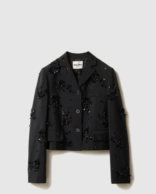 [MIUMIU-미우미우]자수 싱글브레스트 키드 모헤어 재킷 MH1783