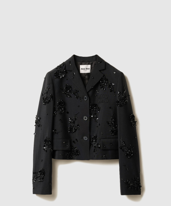 [MIUMIU-미우미우]자수 싱글브레스트 키드 모헤어 재킷 MH1783