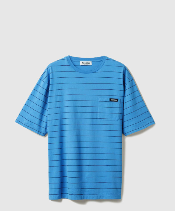 [MIUMIU-미우미우]스트라이프 저지 티셔츠 MJN538