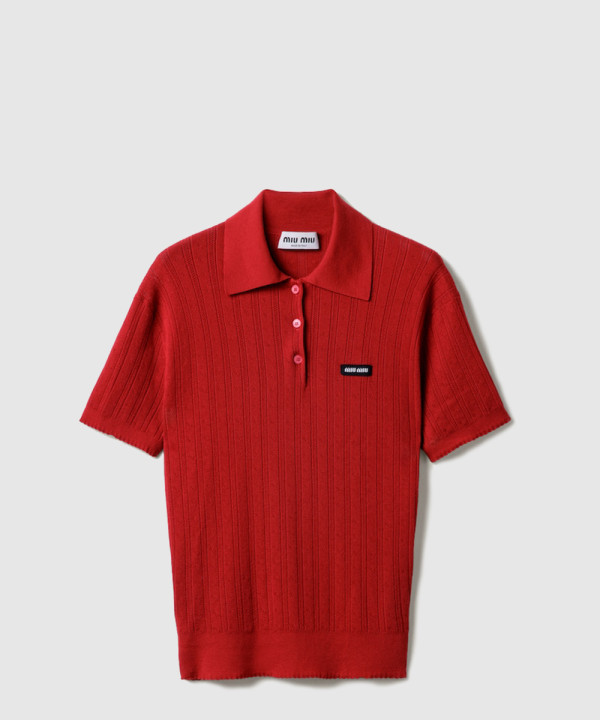 [MIUMIU-미우미우]캐시미어 및 실크 폴로 스웨터 MMLA39