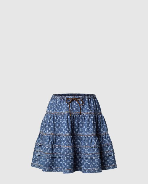 [LOUIS VUITTON-루이비통]MONOGRAM 데님 티어드 스커트 1AI199