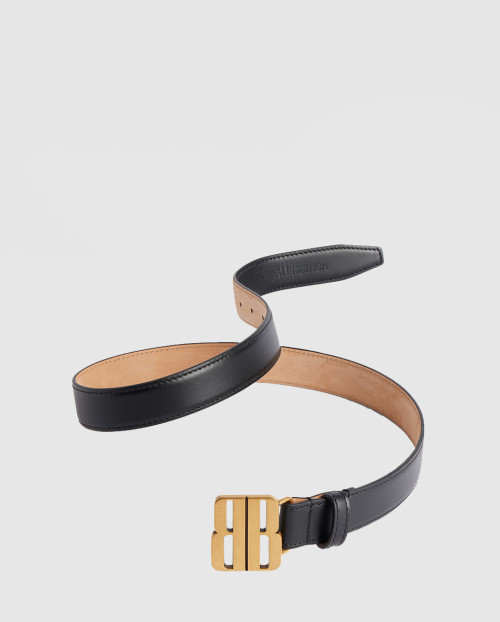 [BALENCIAGA-발렌시아가]나노 블랙 유광 얇은 소가죽 벨트 829005