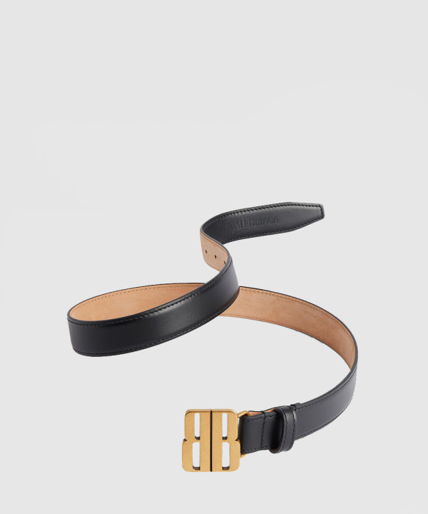 [BALENCIAGA-발렌시아가]나노 블랙 유광 얇은 소가죽 벨트 829005