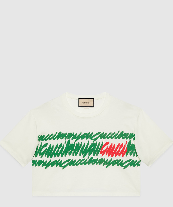 레플리카|이미테이션 gucci-구찌코튼-저지-프린트-크롭-티셔츠-717684