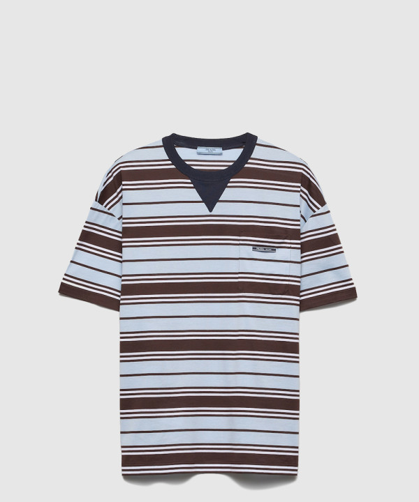 [PRADA-프라다]스트라이프 라일 코튼 티셔츠 39610