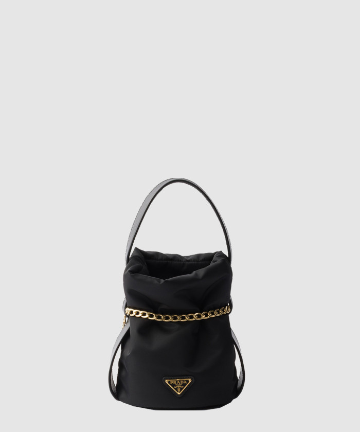 레플리카|이미테이션 prada-프라다쁘띠색-누아르-리나일론과-나파-가죽-미니-버킷백-1be088