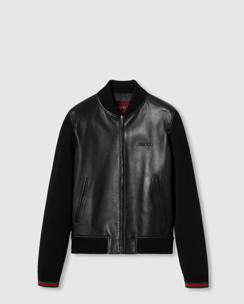 [GUCCI-구찌]나파 레더 및 니트 봄버 재킷 793181