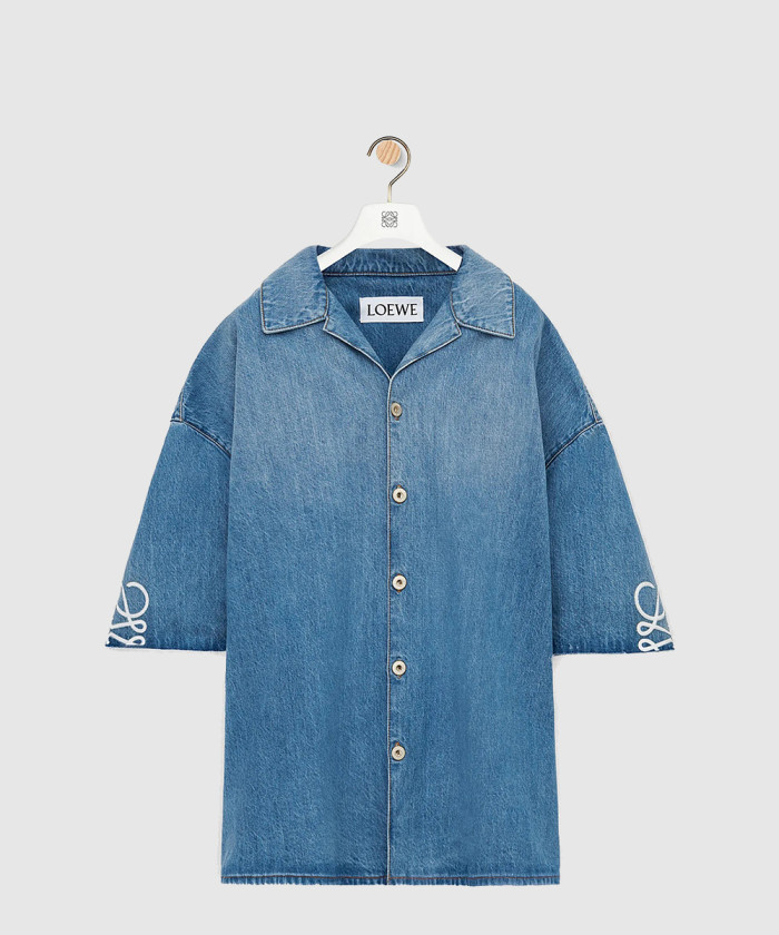 레플리카|이미테이션 loewe-로에베애너그램-쇼트-슬리브-셔츠-데님