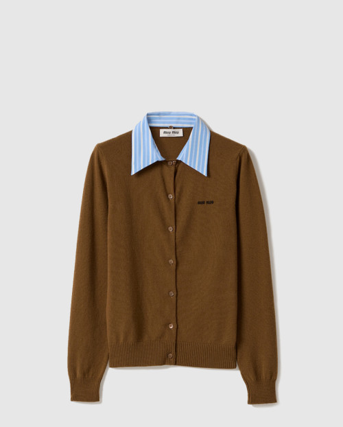 [MIUMIU-미우미우]카라 장식 캐시미어 가디건 MMF990