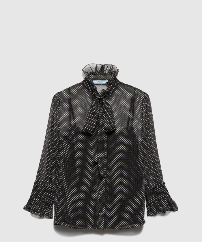 레플리카|이미테이션 prada-프라다폴카-도트-실크-시폰-셔츠-p457ig