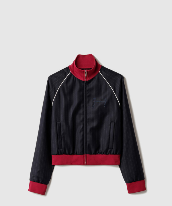 [MIUMIU-미우미우]핀스트라이프 지퍼 블루종 재킷 ML1324