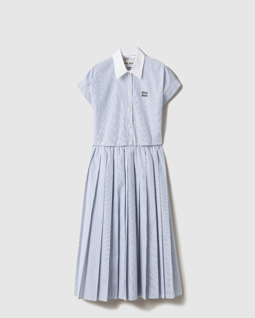 [MIUMIU-미우미우]플리츠 스트라이프 포플린 미디 드레스 MF5989
