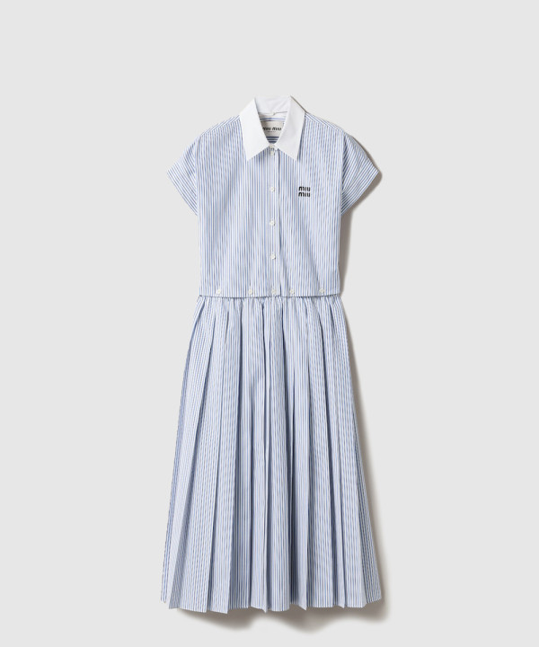 [MIUMIU-미우미우]플리츠 스트라이프 포플린 미디 드레스 MF5989